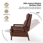 Mid-century Vegan Leather Solid Wood Recliner Set of 2 by