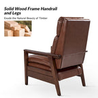 Mid-century Vegan Leather Solid Wood Recliner Set of 2 by