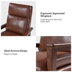 Mid-century Vegan Leather Solid Wood Recliner Set of 2 by