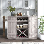 Farmhouse Plank-Style 28-Bottle 47-Inch Wine Cabinet Buffet by