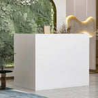 Timechee Reception Desk L-Shaped Counter Shelves Drawers Reception Table