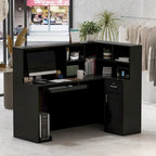 Reception Desk L-Shaped Counter Shelves Drawers Reception Table