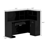 Reception Desk L-Shaped Counter Shelves Drawers Reception Table