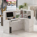 Reception Desk L-Shaped Counter Shelves Drawers Reception Table