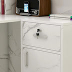 Reception Desk L-Shaped Counter Shelves Drawers Reception Table