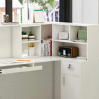 Reception Desk L-Shaped Counter Shelves Drawers Reception Table