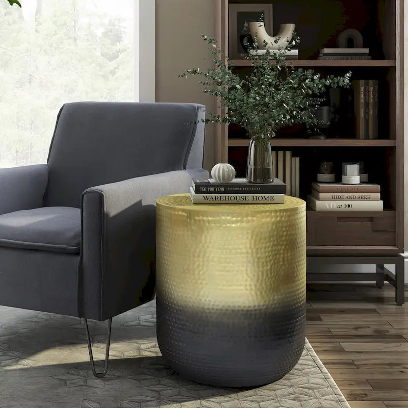 19 inch Wide Metal Metal Side Table, Fully Assembled