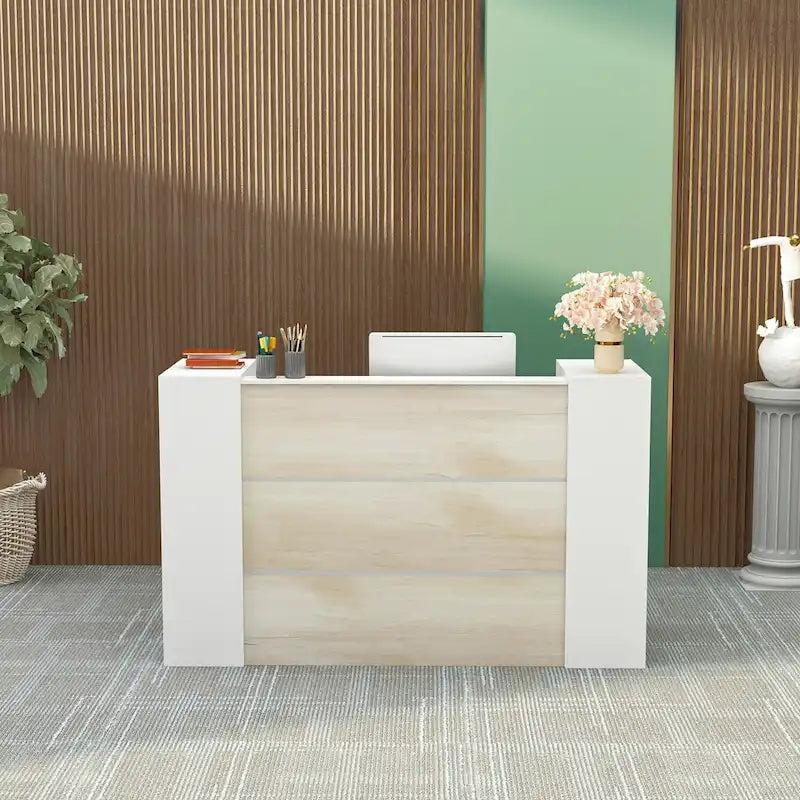 Reception Desk Counter with Adjustable Shelf Storage