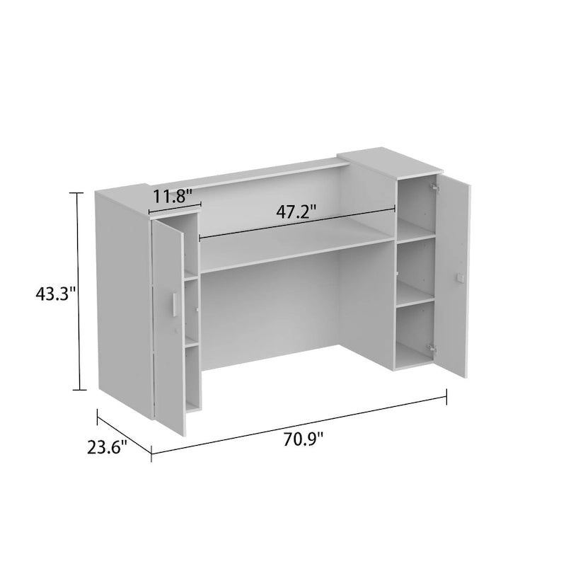 Reception Desk Counter with Adjustable Shelf Storage