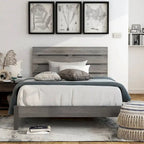 Rustic Grey Wood Platform Bed