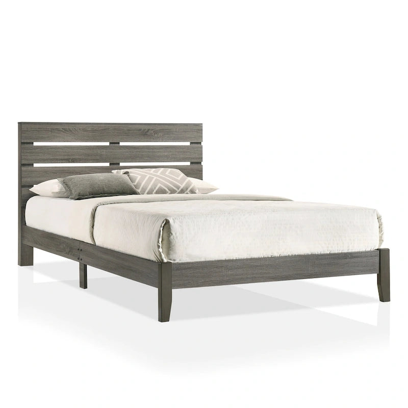 Rustic Grey Wood Platform Bed