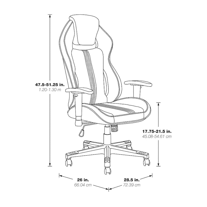 Gaming Chair in Bonded Leather with Color Accents