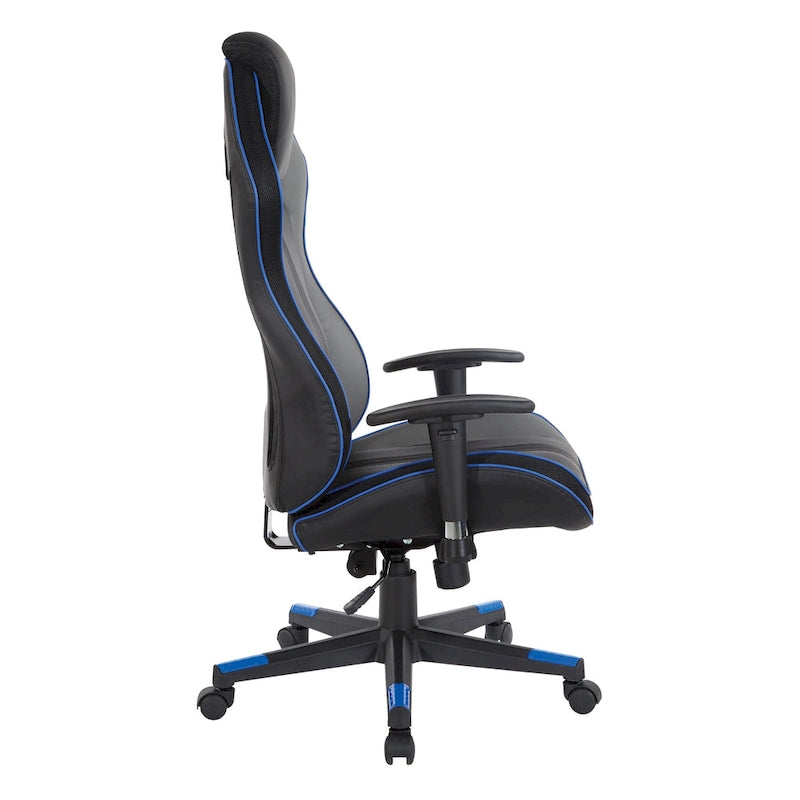 Gaming Chair in Bonded Leather with Color Accents