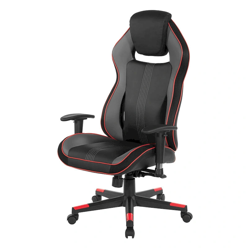 Gaming Chair in Bonded Leather with Color Accents