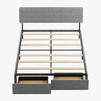 Full/Queen/King Size Bed Frame, No Box Spring Needed Bed Frame with Headboard, Upholstered Platform Bed Frame for Bedroom