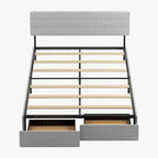 Full/Queen/King Size Bed Frame, No Box Spring Needed Bed Frame with Headboard, Upholstered Platform Bed Frame for Bedroom