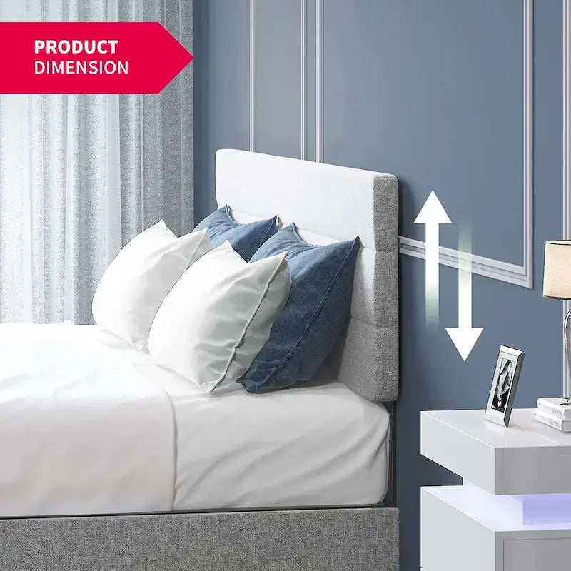 Full/Queen/King Size Bed Frame, No Box Spring Needed Bed Frame with Headboard, Upholstered Platform Bed Frame for Bedroom