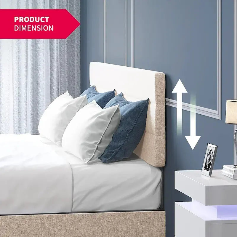 Full/Queen/King Size Bed Frame, No Box Spring Needed Bed Frame with Headboard, Upholstered Platform Bed Frame for Bedroom