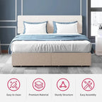 Full/Queen/King Size Bed Frame, No Box Spring Needed Bed Frame with Headboard, Upholstered Platform Bed Frame for Bedroom