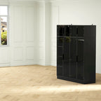 59.1W Glass Door Wardrobe: Illuminated Interiors Closet Large