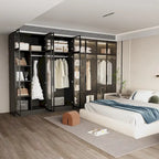 59.1W Glass Door Wardrobe: Illuminated Interiors Closet Large