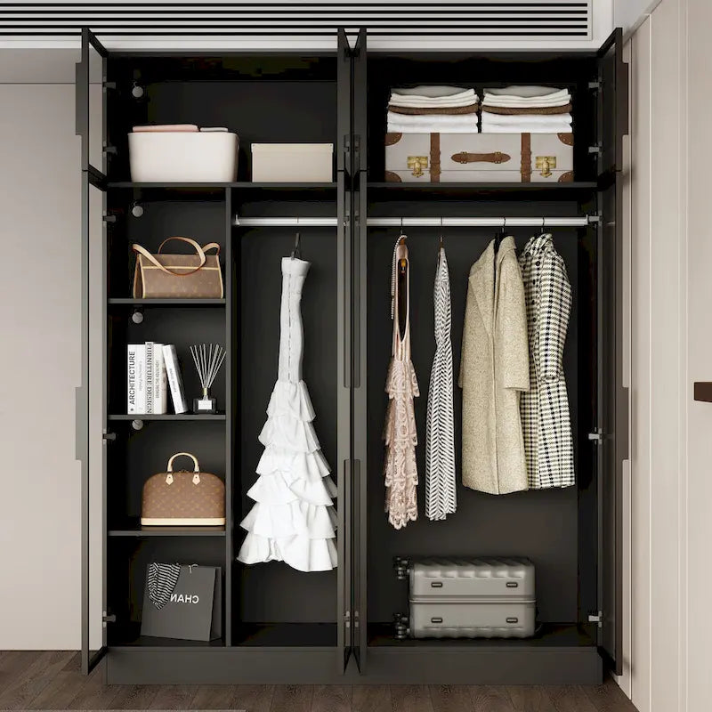59.1W Glass Door Wardrobe: Illuminated Interiors Closet Large