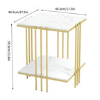 2 Tier Square Side Table Marble Gold Metal Leg Accent End Coffee Desk