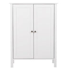White Double Doors Adjustable Freestanding Bathroom Cabinet - 23.62 x 11.81 x 31.50