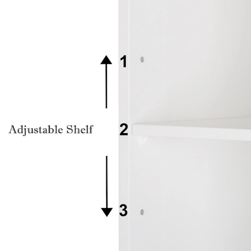 White Double Doors Adjustable Freestanding Bathroom Cabinet - 23.62 x 11.81 x 31.50