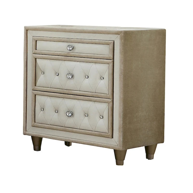 Ivory and Camel Tufted 4-piece Bedroom Set