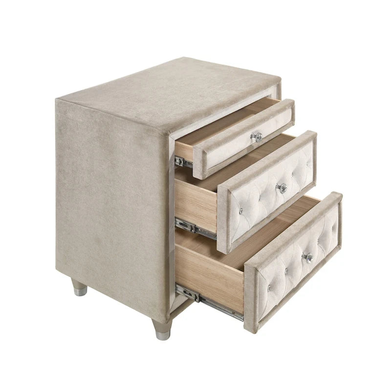 Ivory and Camel Tufted 4-piece Bedroom Set