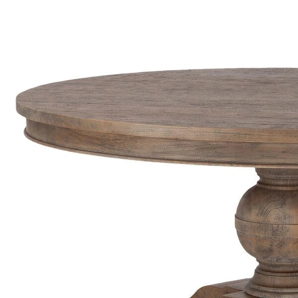 Brown Weathered Teak Round Dining Table