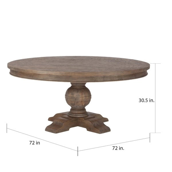 Brown Weathered Teak Round Dining Table