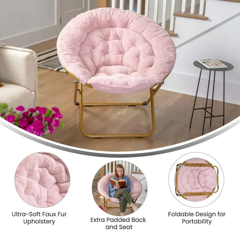 Folding XL Saucer Chair for Dorm or Bedroom