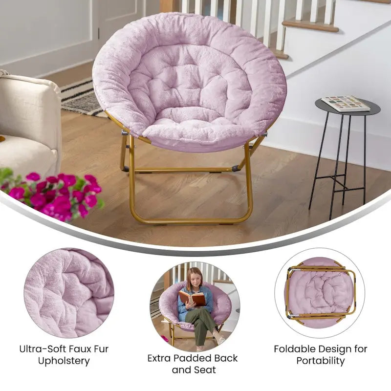 Folding XL Saucer Chair for Dorm or Bedroom