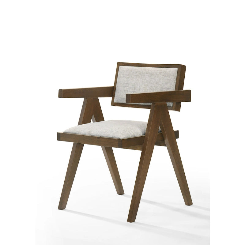 Fern Modern Walnut and Beige Dining Chair (Set of 2)