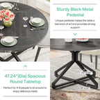 47 Inch Round Dining Table with Metal Pedestal Base for 4-6 People