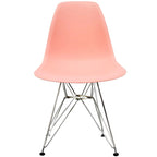 Designer Plastic Chairs Chrome Silver Wire Legs Retro Dining Accent Molded Shell Desk Office Work Chrome Base Kitchen