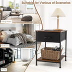 2 PCS 2-tier Nightstand Bedside End Sofa Table with Drawer - 16 x 16 x 21 (L x W x H)
