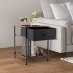 2 PCS 2-tier Nightstand Bedside End Sofa Table with Drawer - 16 x 16 x 21 (L x W x H)