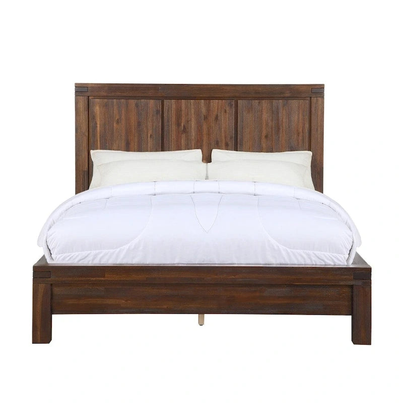 Solid Wood Platform Bed in Brick Brown