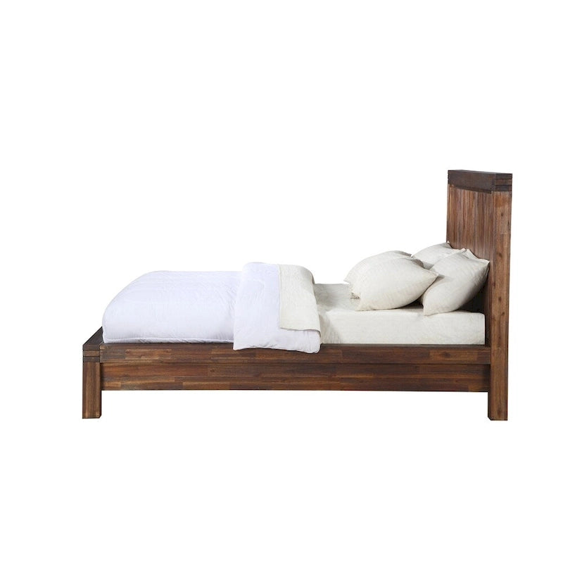 Solid Wood Platform Bed in Brick Brown