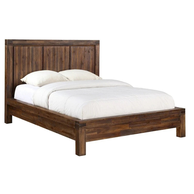 Solid Wood Platform Bed in Brick Brown