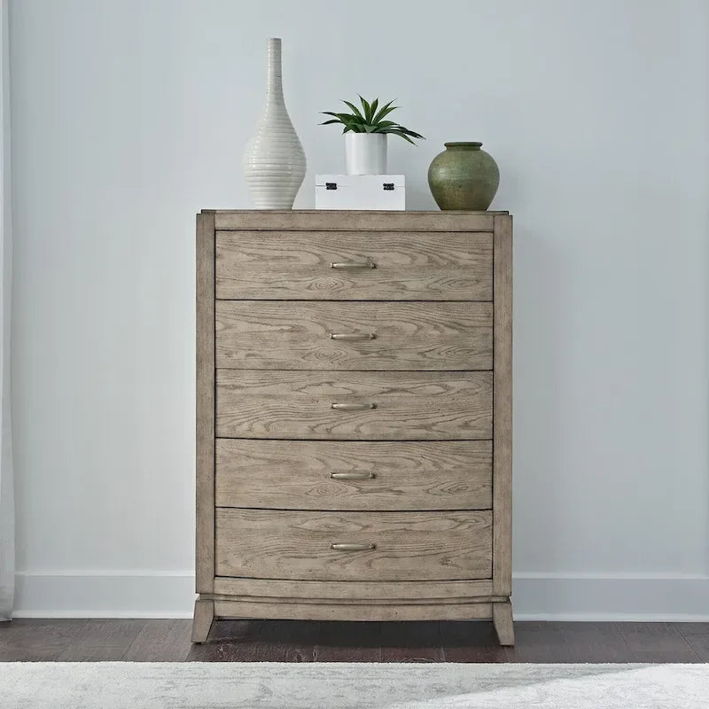 Burnished Beige Oak King Panel Storage Bed Bedroom Set