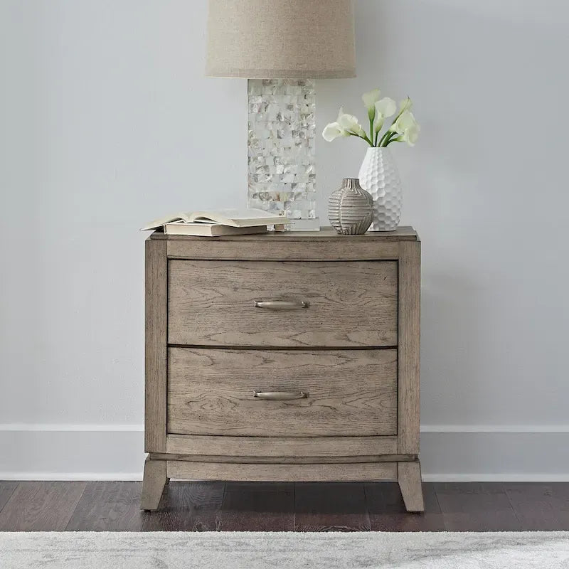 Burnished Beige Oak King Panel Storage Bed Bedroom Set
