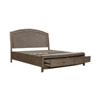 Burnished Beige Oak King Panel Storage Bed Bedroom Set