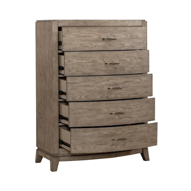 Burnished Beige Oak King Panel Storage Bed Bedroom Set