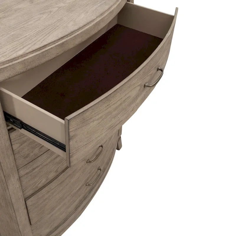Burnished Beige Oak King Panel Storage Bed Bedroom Set