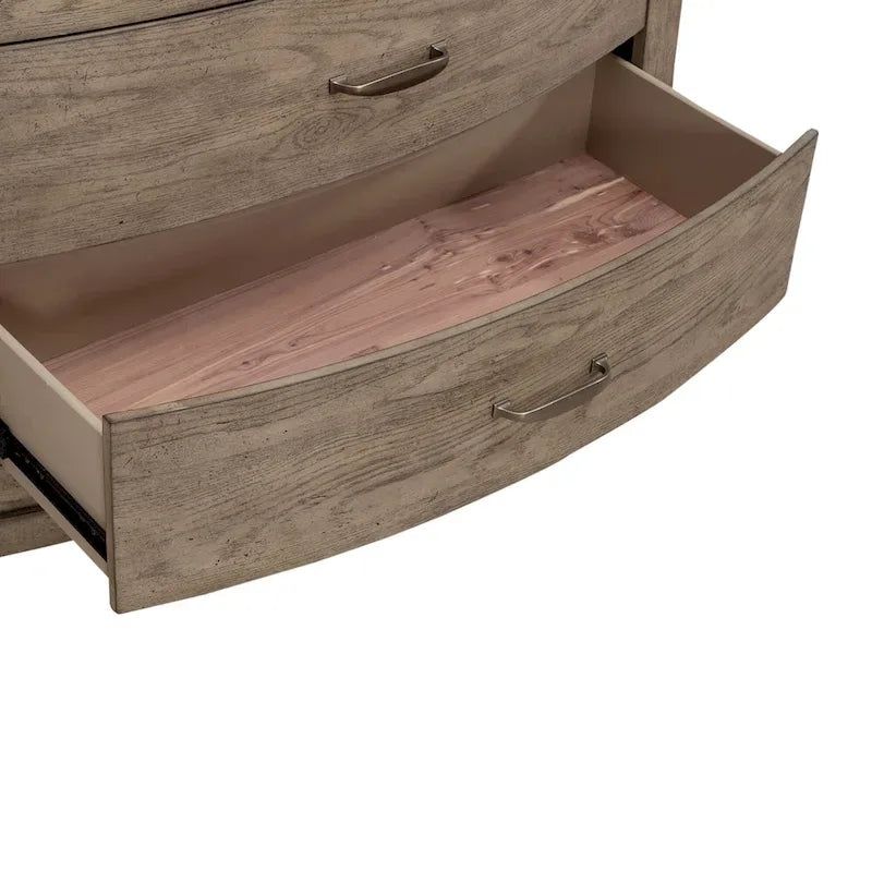Burnished Beige Oak King Panel Storage Bed Bedroom Set