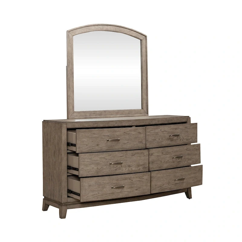 Burnished Beige Oak King Panel Storage Bed Bedroom Set